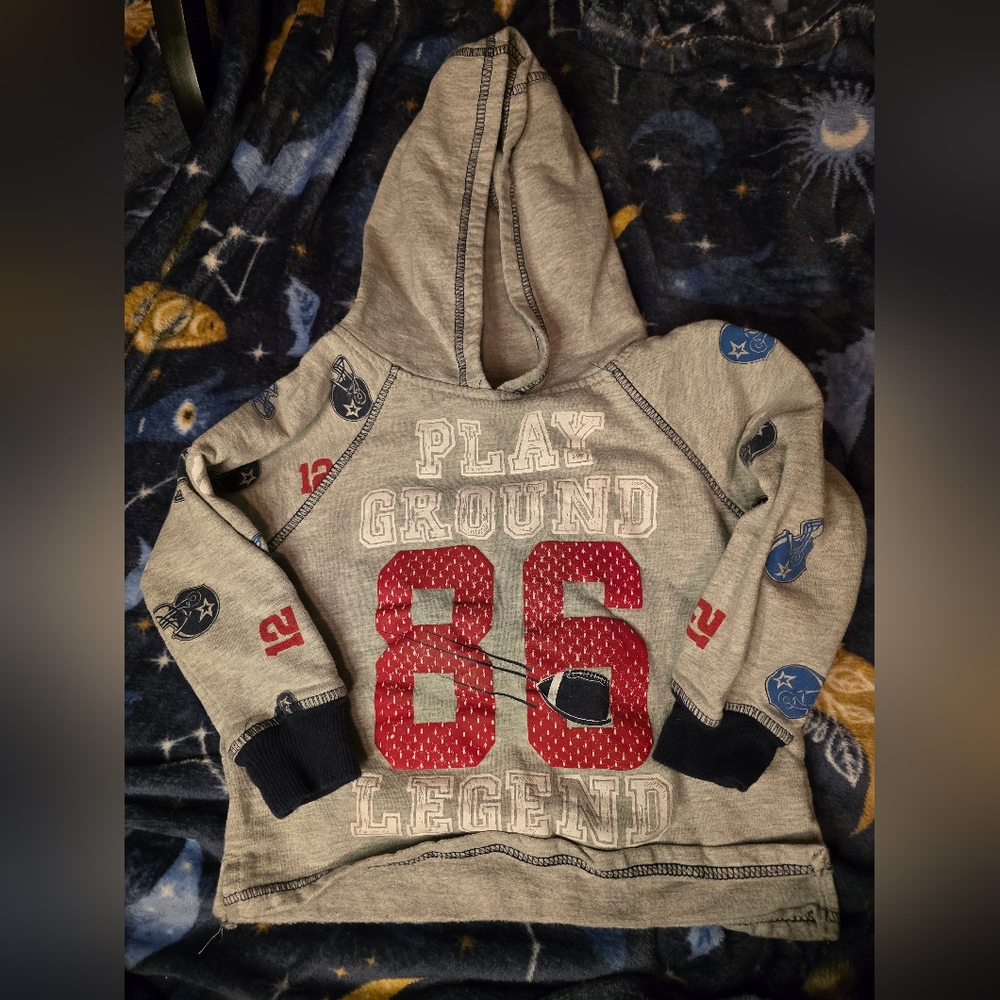 Little Rebels 4T Boys Gray Pullover Football Sports Hoodie